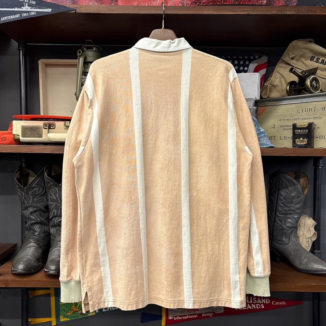 90s 폴로 랄프로렌 살몬 스트라이프 브라운포니 럭비셔츠 N912 상품이미지2