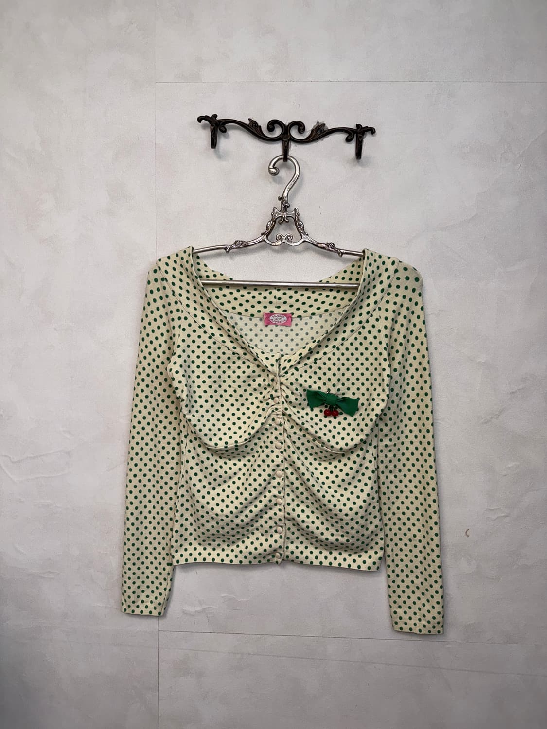 Blumarine green dot offshoulder cardigan 상품이미지4
