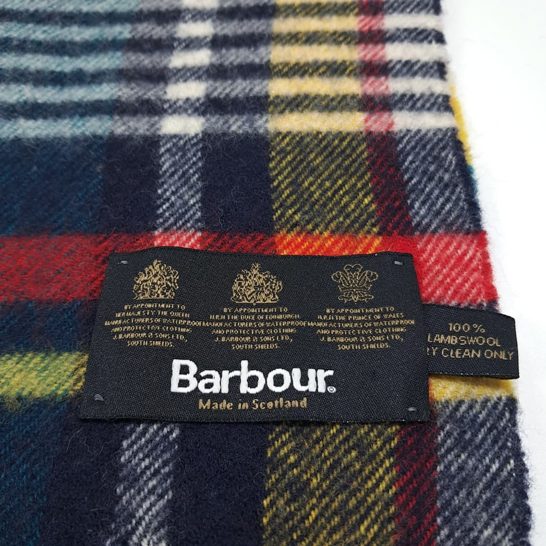 MX487 바버 90s 영국판 램스울 타탄체크 멀티컬러 머플러 목도리 상품이미지4