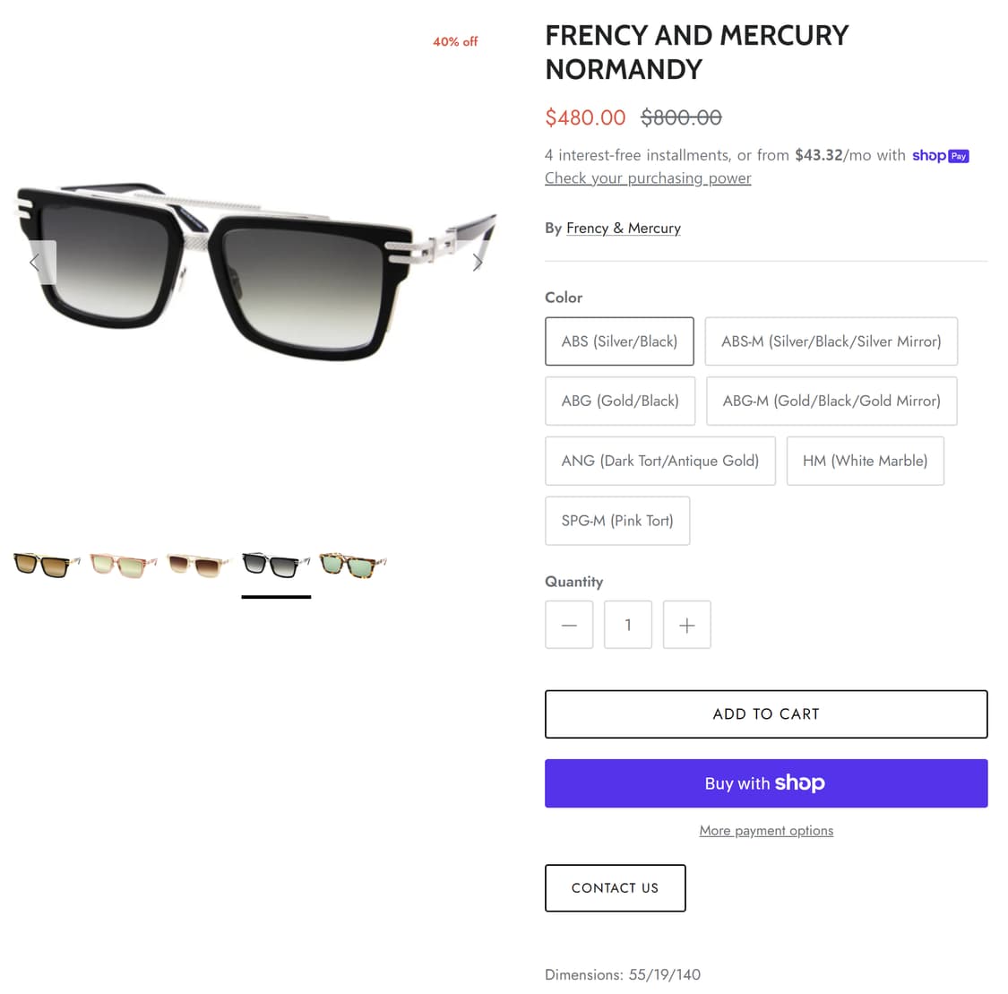 에쿠이엠 프랜시앤머큐리 스퀘어 미러 선글라스 안경 0056 상품이미지7