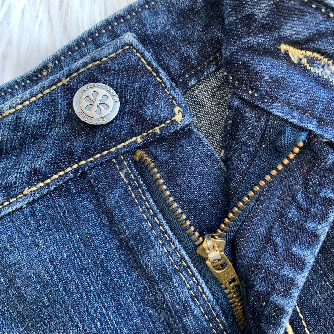 빈티지 EXPOSED 스웨이드 플라워 비즈 데님 스커트 1781 상품이미지3