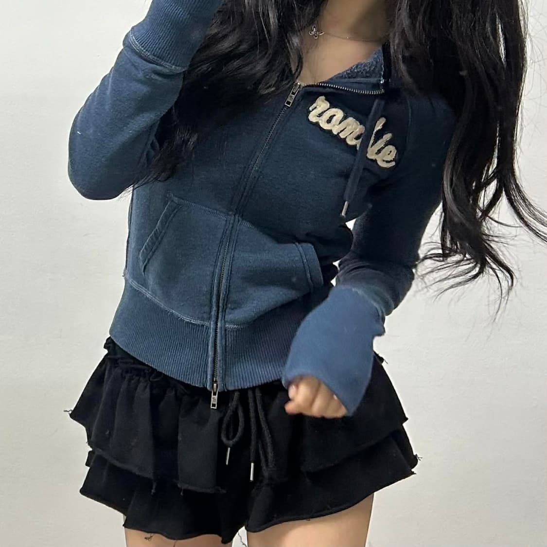 아베크롬비 y2k 대대장 작사 네이비 걸즈 후드집업 희귀져지(M) 상품이미지1