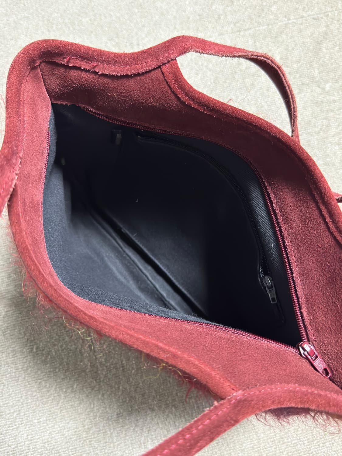 레드 모헤어 스웨이드 토트백 상품이미지3