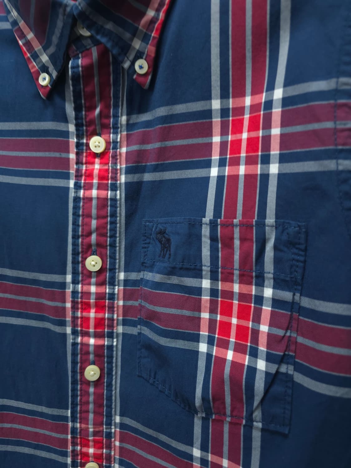아베크롬비 & 피치 네이비 레드 체크 봄가을 셔츠 (남성95) 상품이미지3