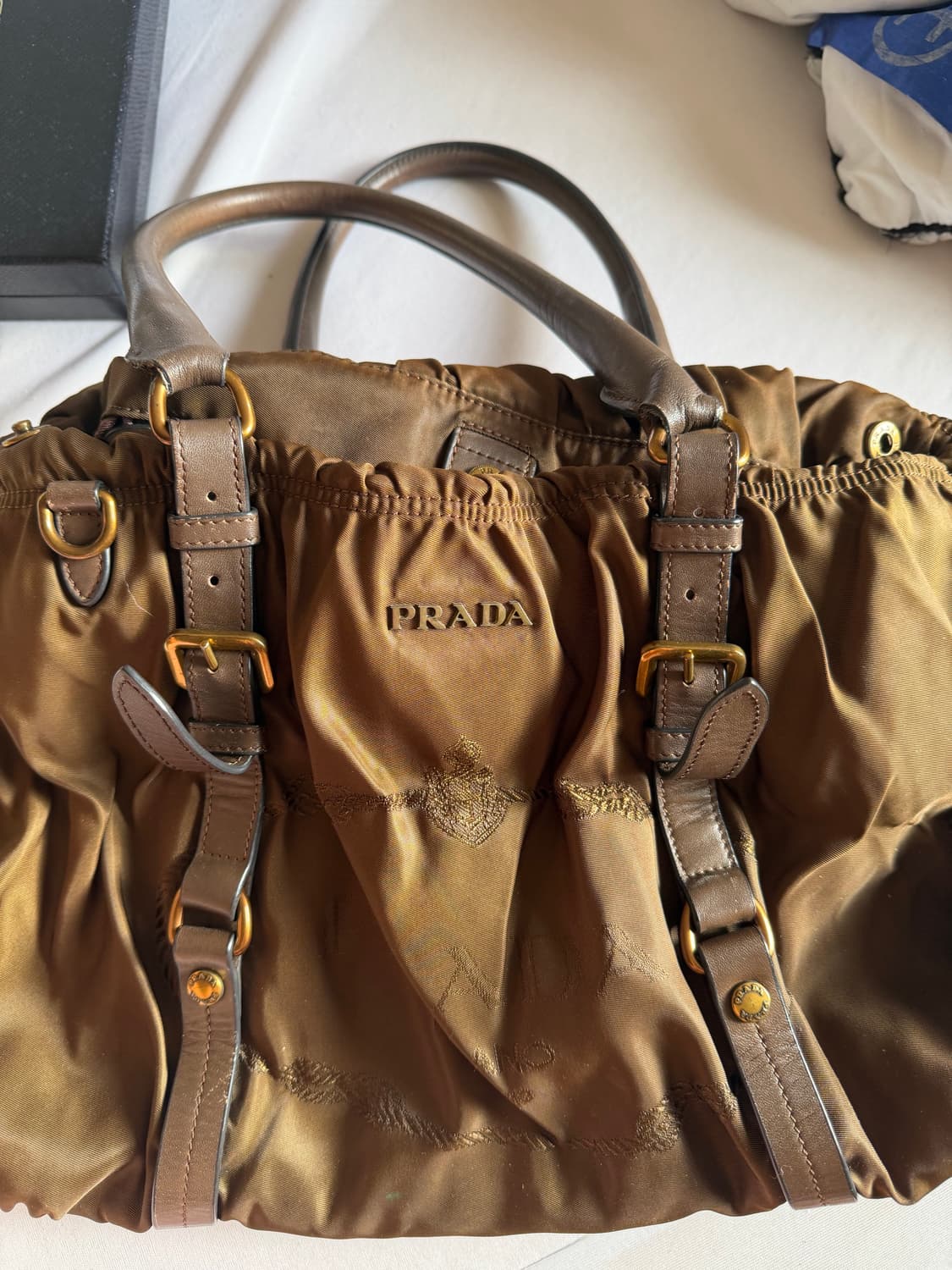 프라다 테수토 나일론 브라운 레더 트림 투웨이 핸드백, 숄더백 상품이미지3