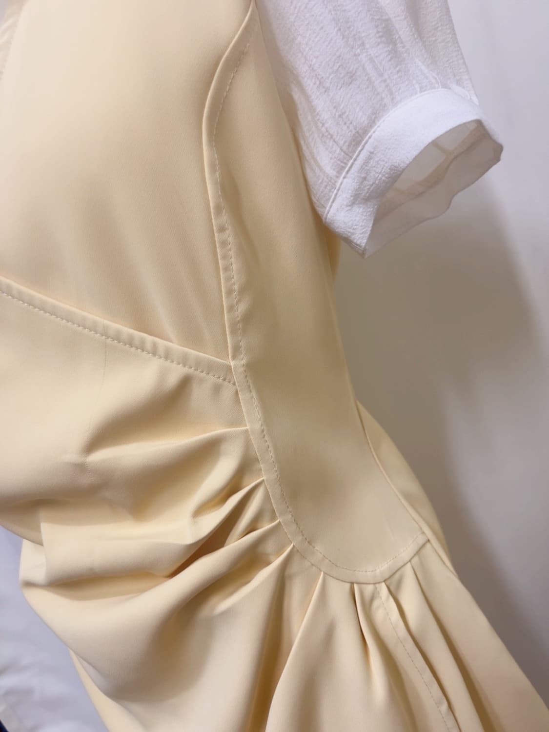 여름 하객룩 셔츠카라 퍼프 셔링 미니 랩원피스 상품이미지8