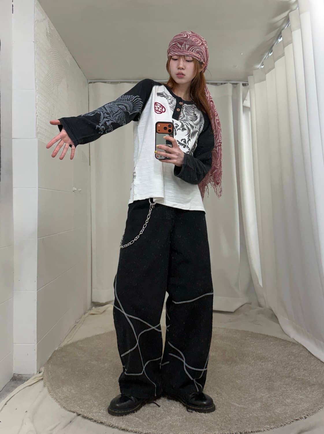 빈티지 오리엔탈 롱슬리브 그런지 스트릿 코디 세트 상품이미지2