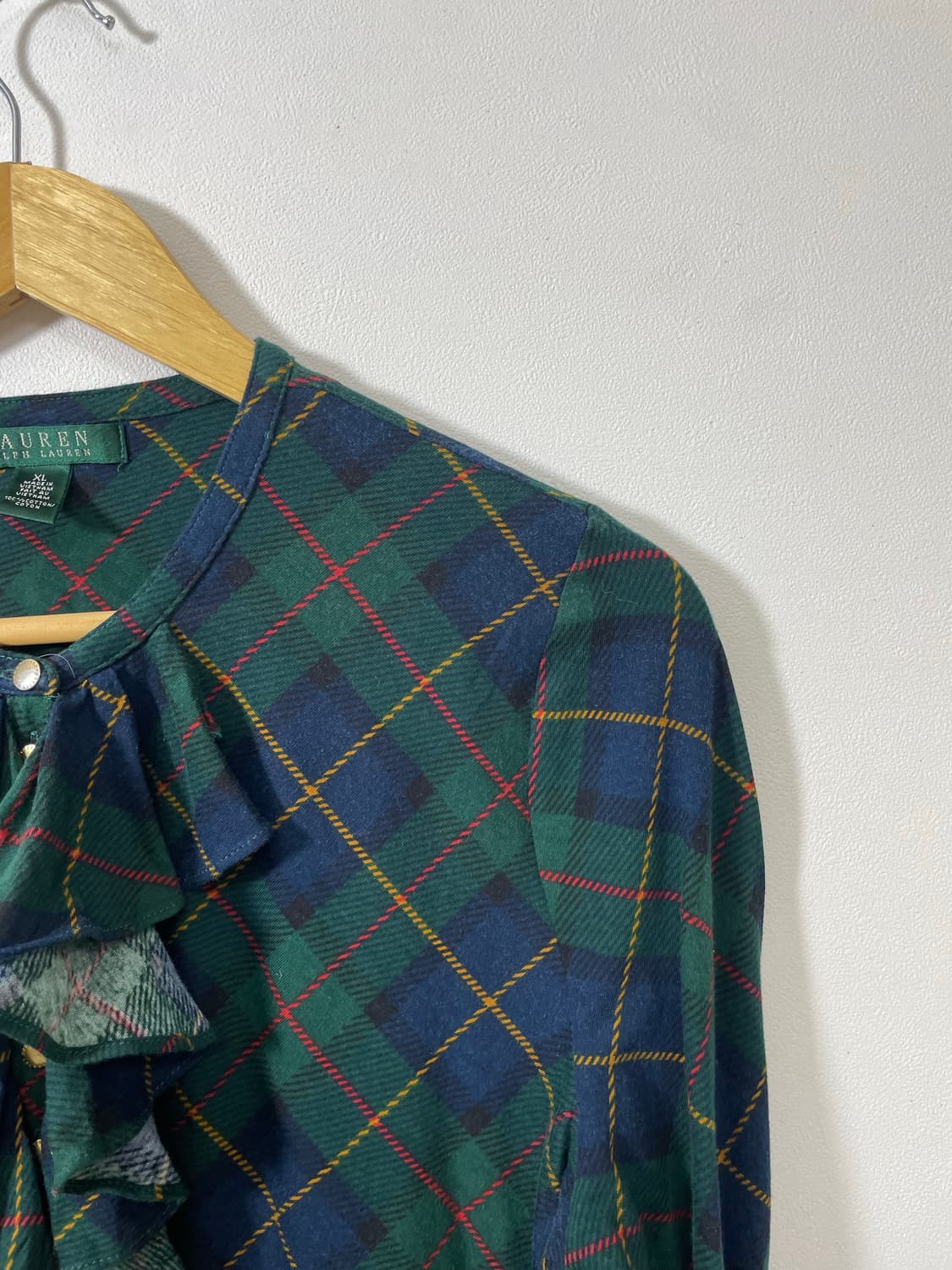 폴로Polo 아가일 패턴 프릴 티셔츠 XL - T1  상품이미지3