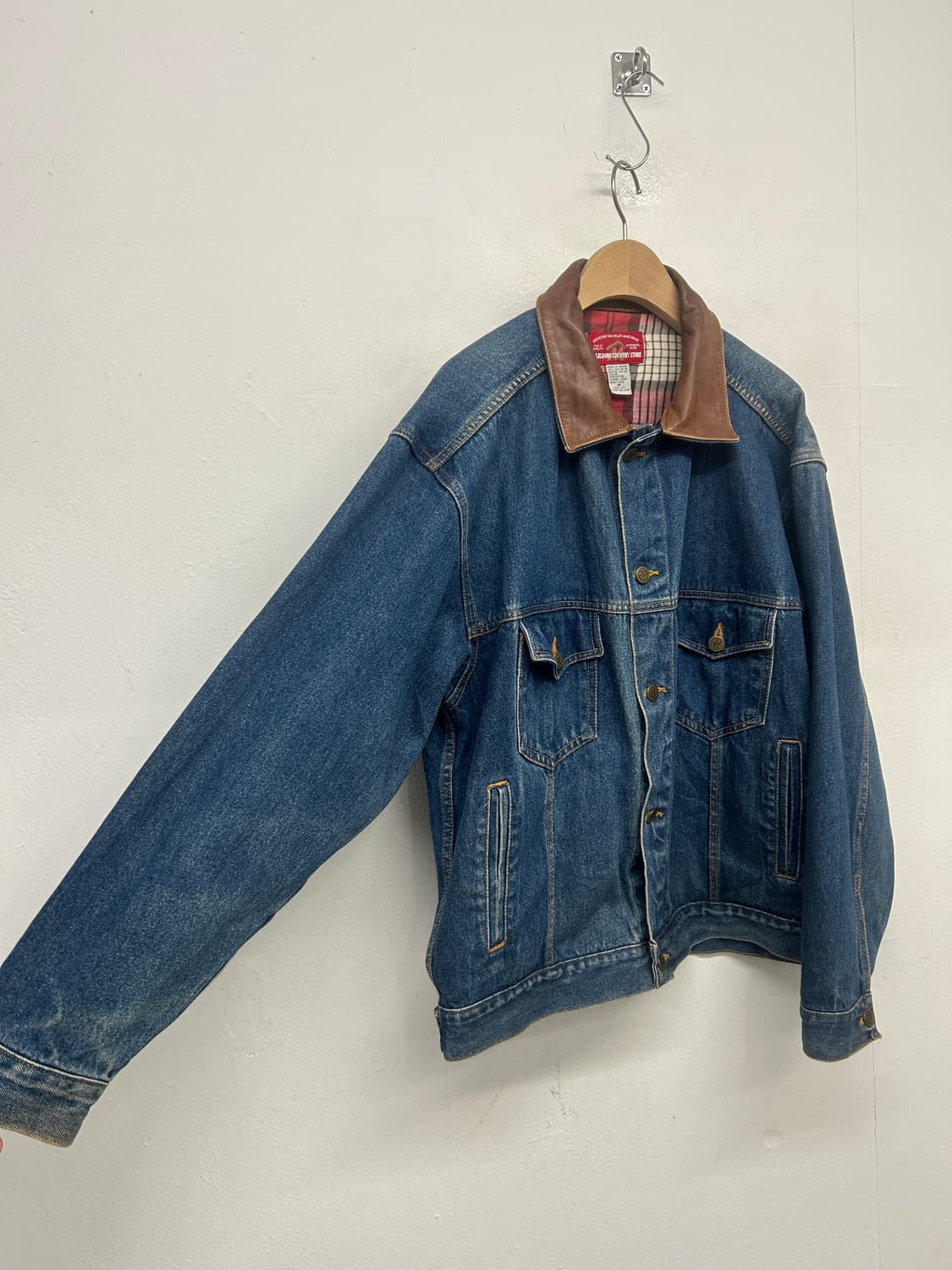 90s 말보로 가죽 카라 데님 자켓 상품이미지2