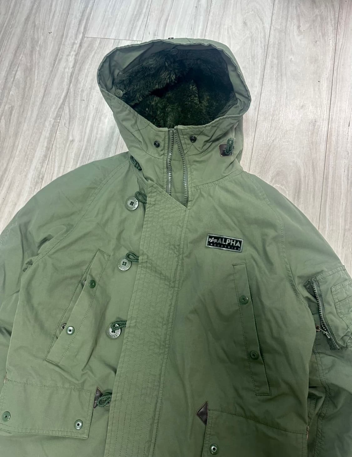 알파인더스트리 S-M 카키 야상 점퍼 파카 상품이미지2