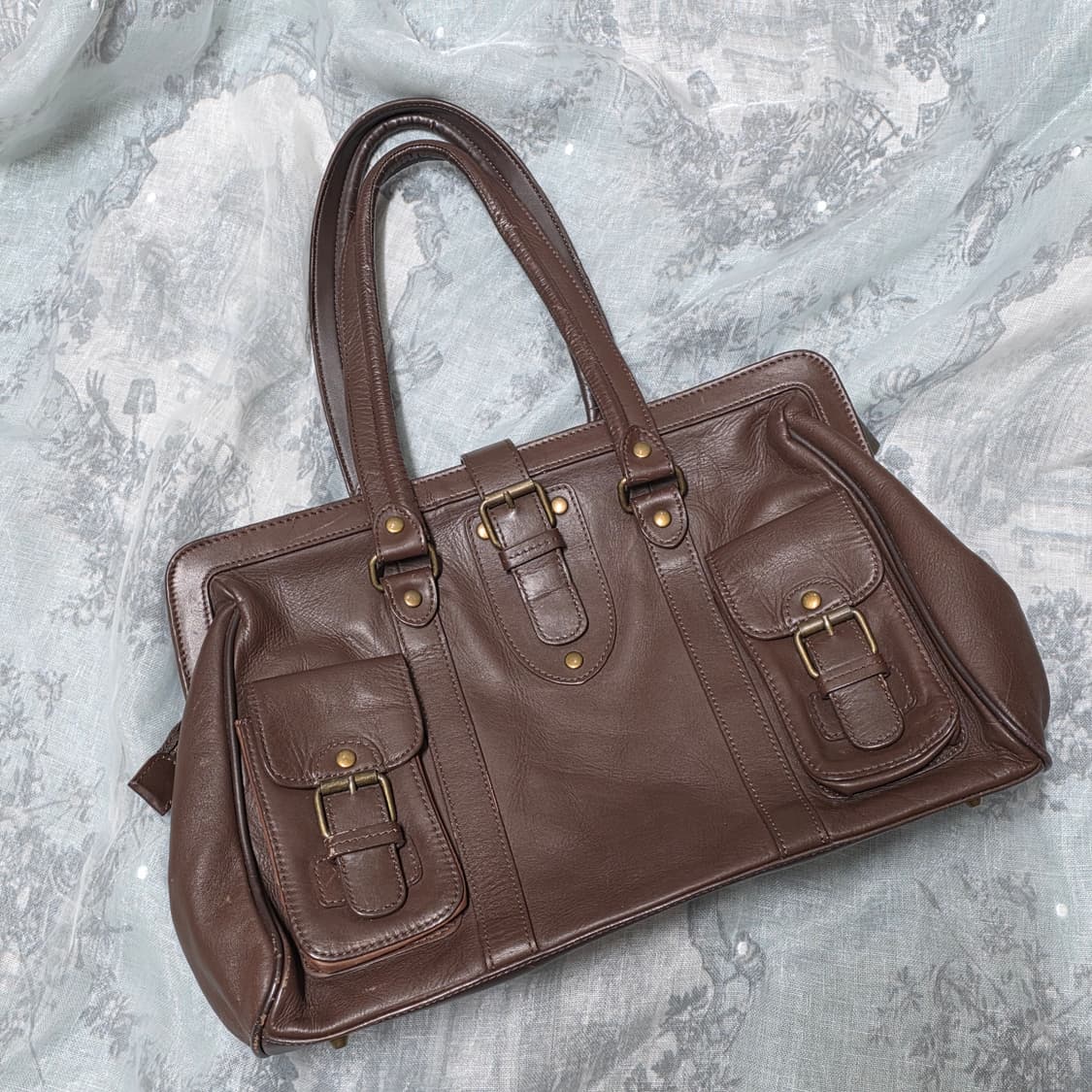 빈티지 브라운 레더 숄더백 y2k 모리 긱시크 라떼갸루 상품이미지1