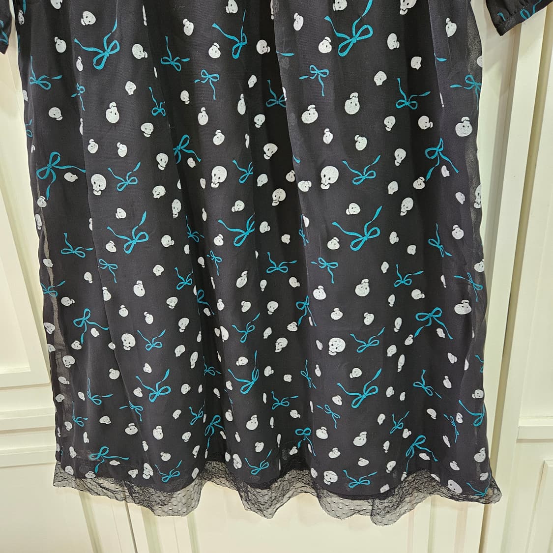 스컬 리본 쉬폰 원피스 상품이미지4