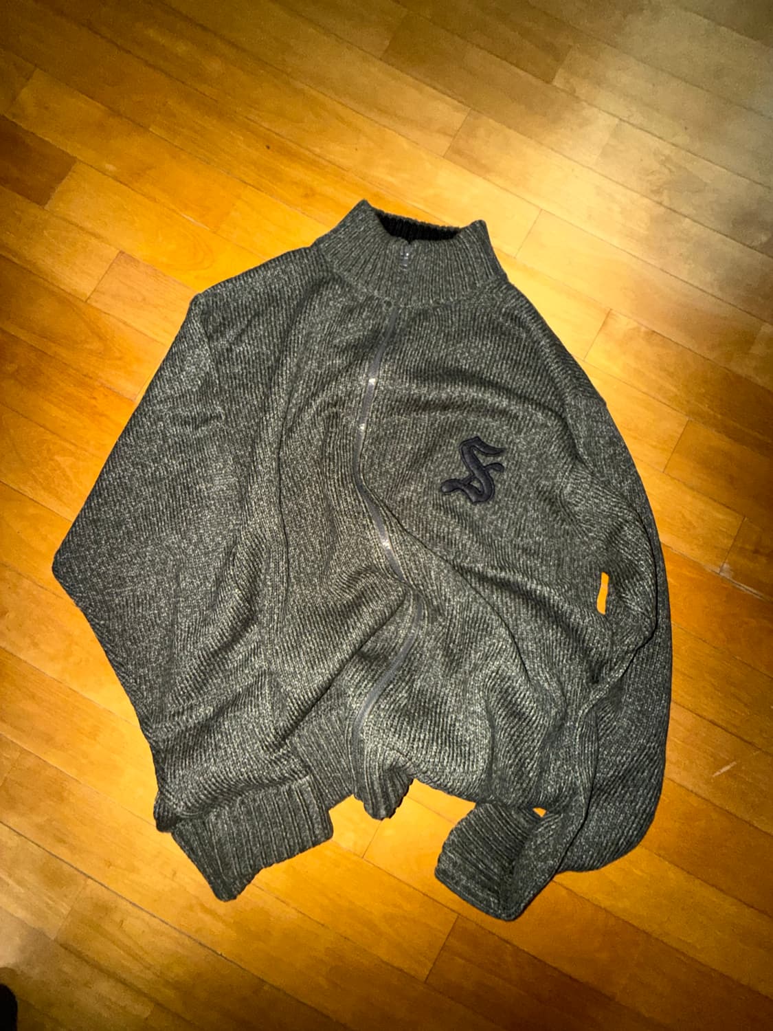 90s STUSSY 스투시 빈티지 울 혼방 집업 니트 가디건 상품이미지1