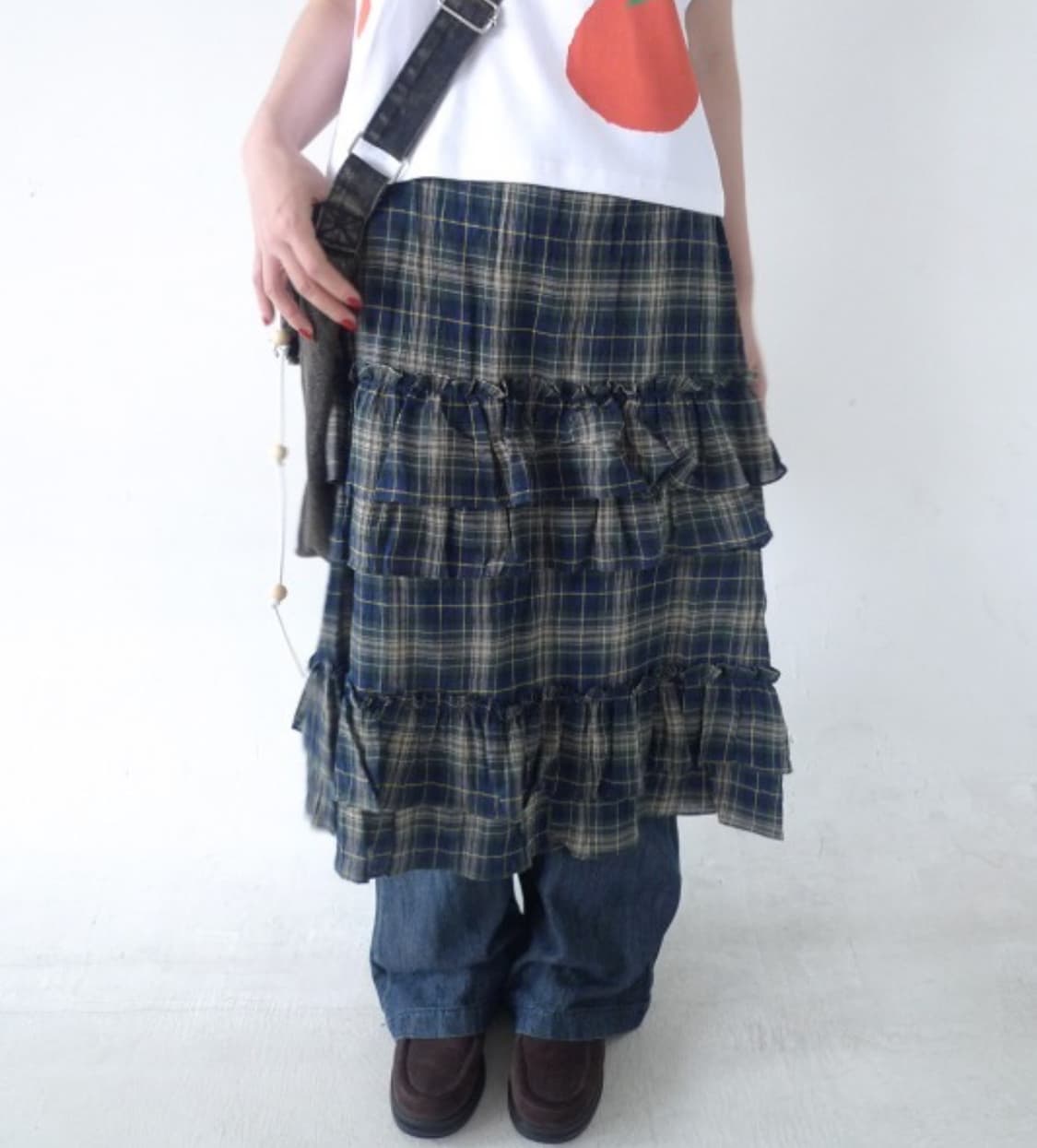 히피디피 kiki check skirt khaki 상품이미지1