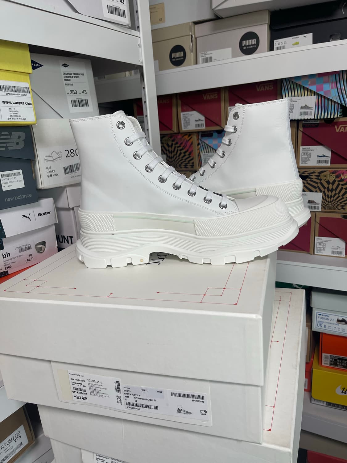 43)알렉산더 맥퀸 오버솔 부츠 화이트 멀티 상품이미지5