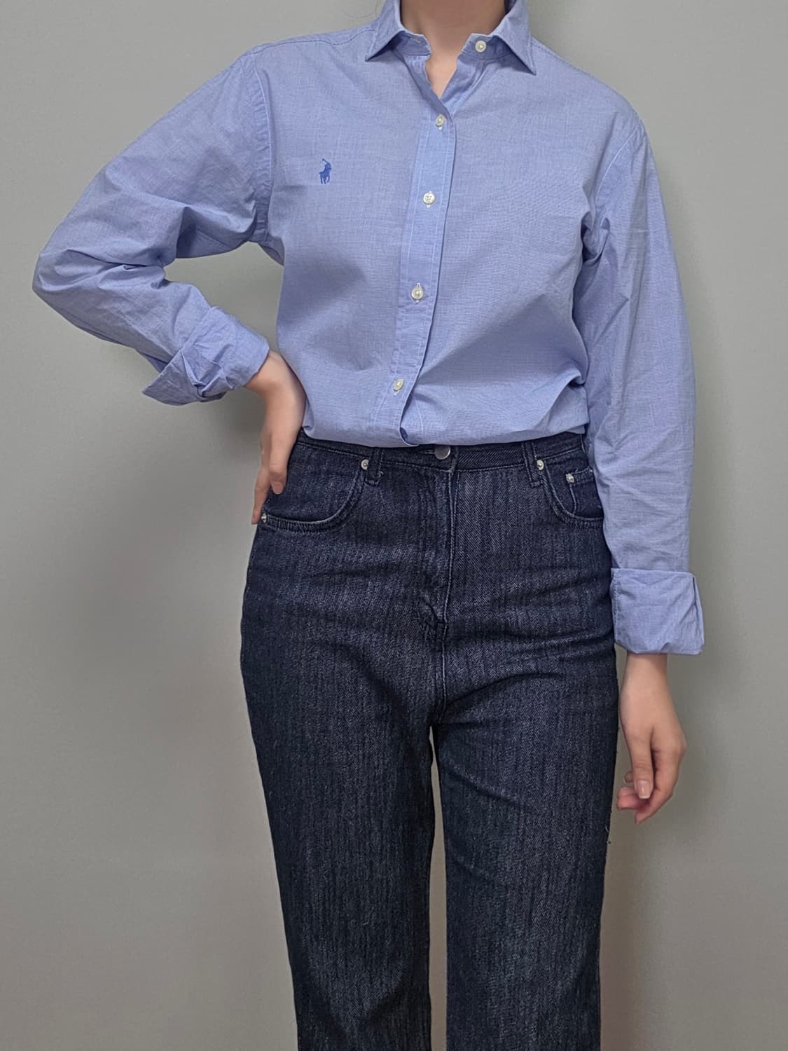 Polo Ralph Lauren / 블루 잔체크 드레스셔츠 상품이미지8