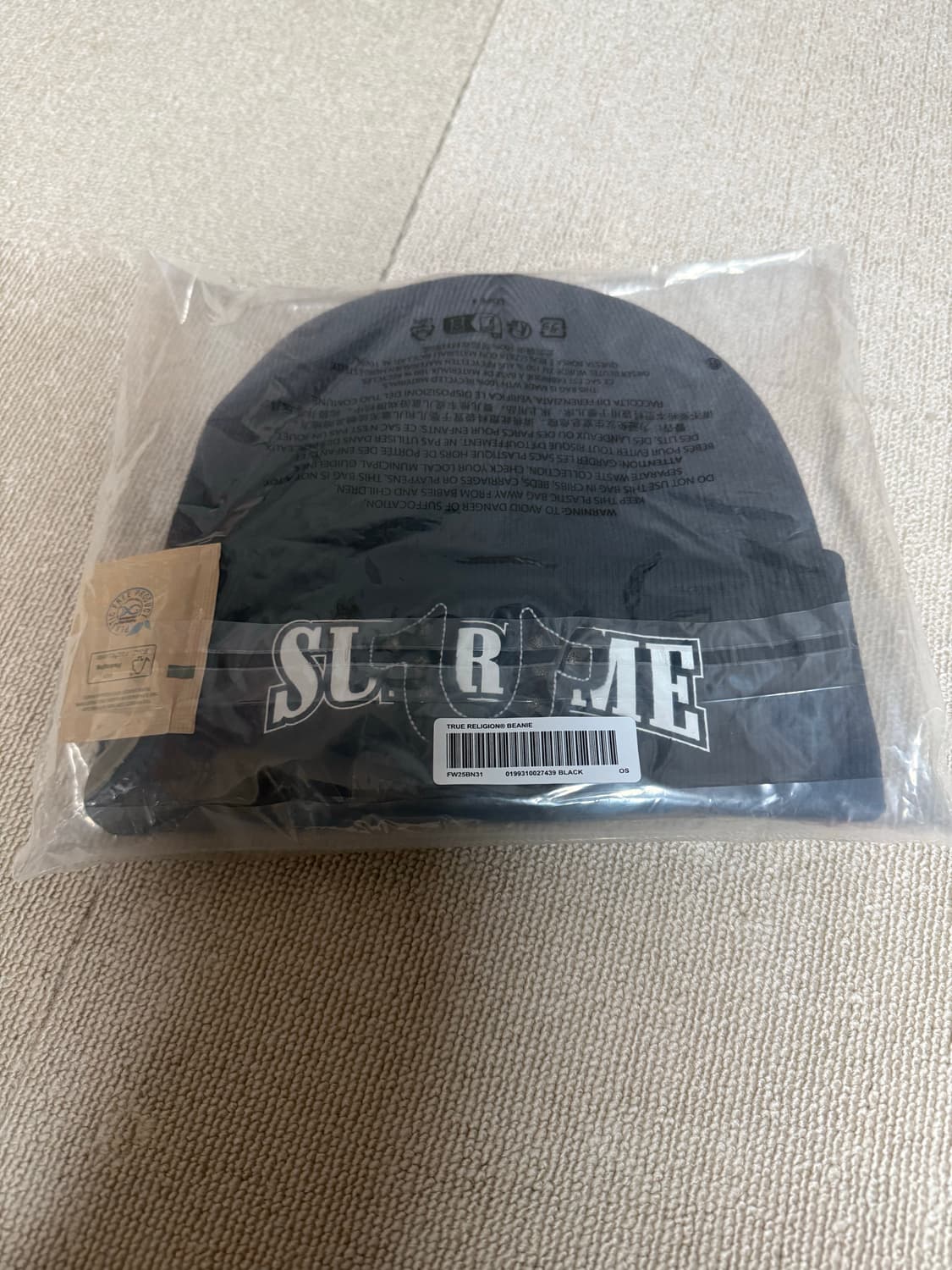 슈프림x트루릴리젼 비니 블랙 상품이미지1