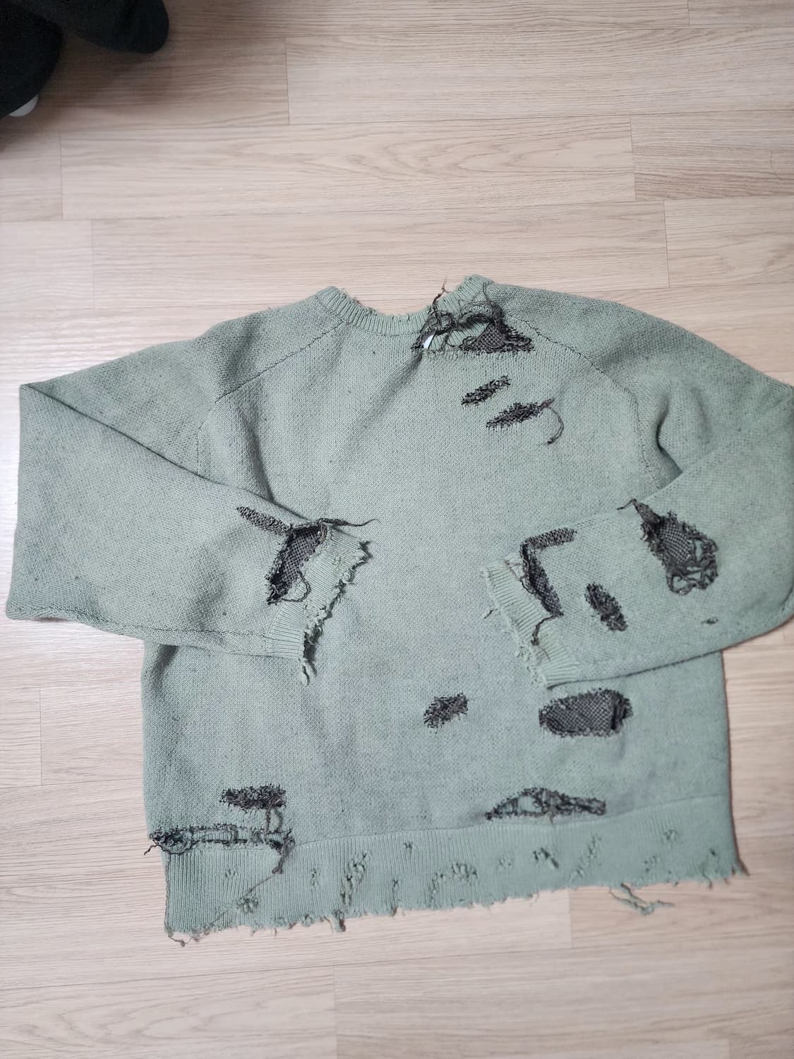 (2)안셀름 데미지 니트 그린 상품이미지3