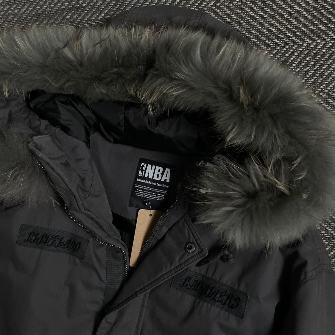 NBA 디테일 로고 그레이 라쿤 퍼 롱 야상점퍼o 4566 상품이미지4