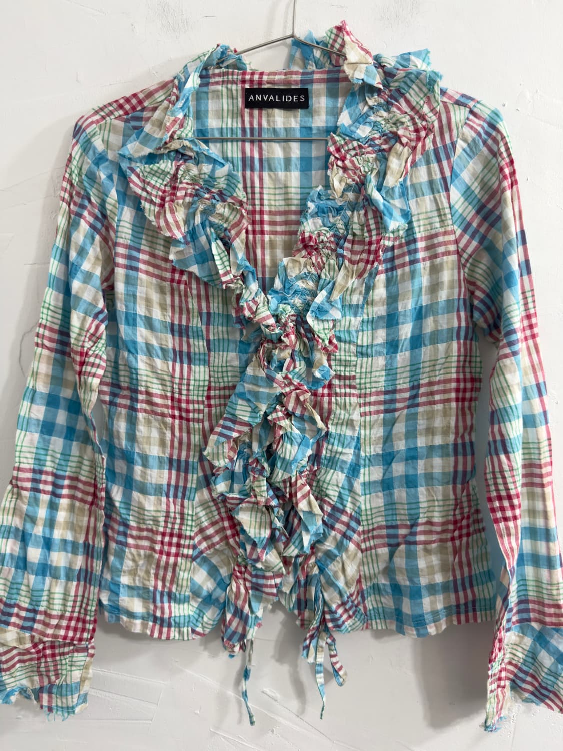 anvalides check frill shirt 상품이미지5