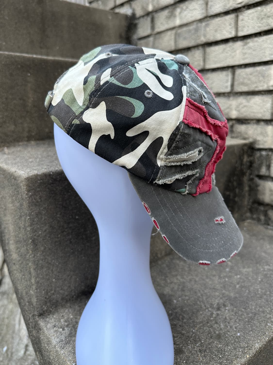 90s Rudolph Valentino camo red cross cap 상품이미지6
