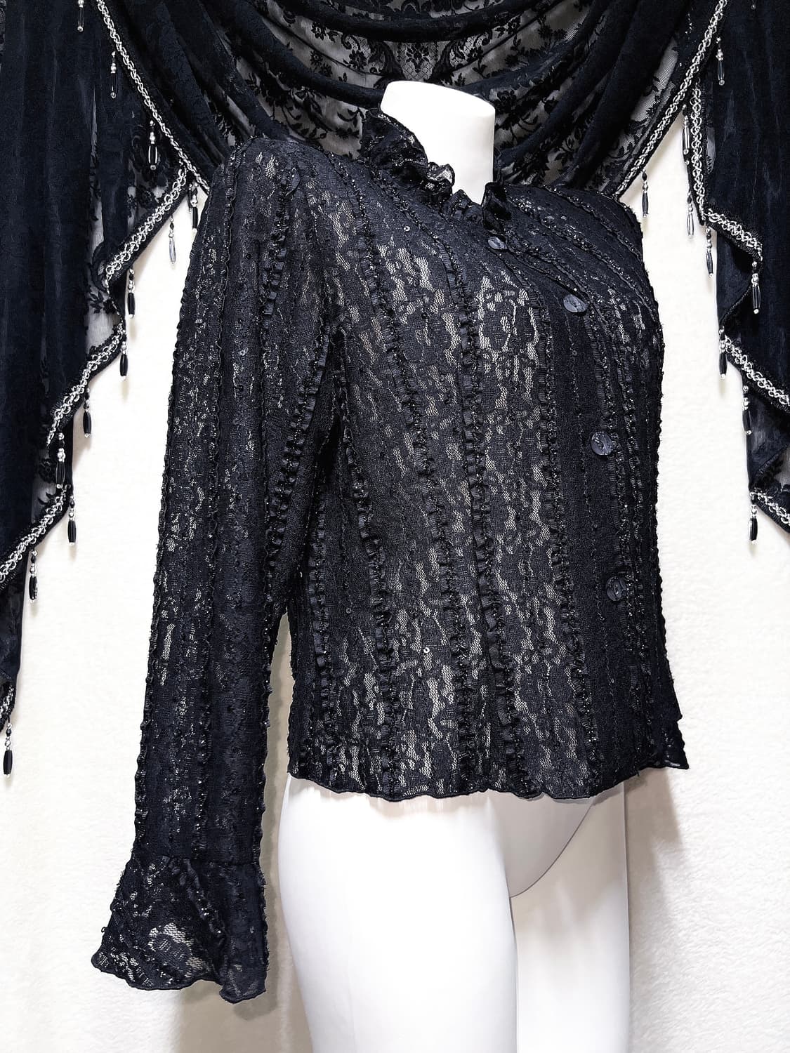 로맨틱고딕 고스로리 펑크 오리엔탈 프릴 레이스 시스루 블라우스 자켓 공겜 상품이미지7