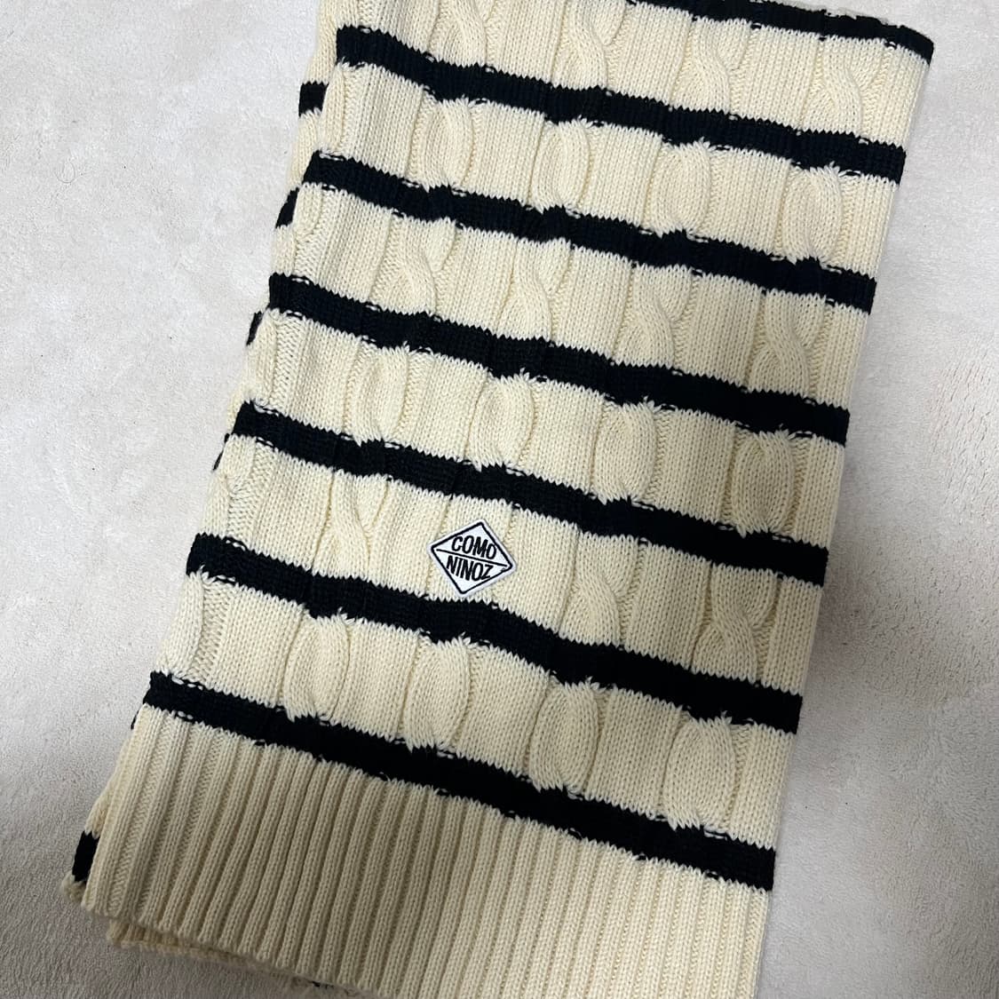 꼬모니노즈 스트라이프 머플러 (아이보리) 상품이미지2