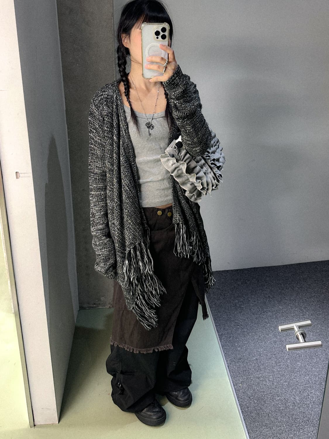 ozoc shawl tassle cardigan 상품이미지2