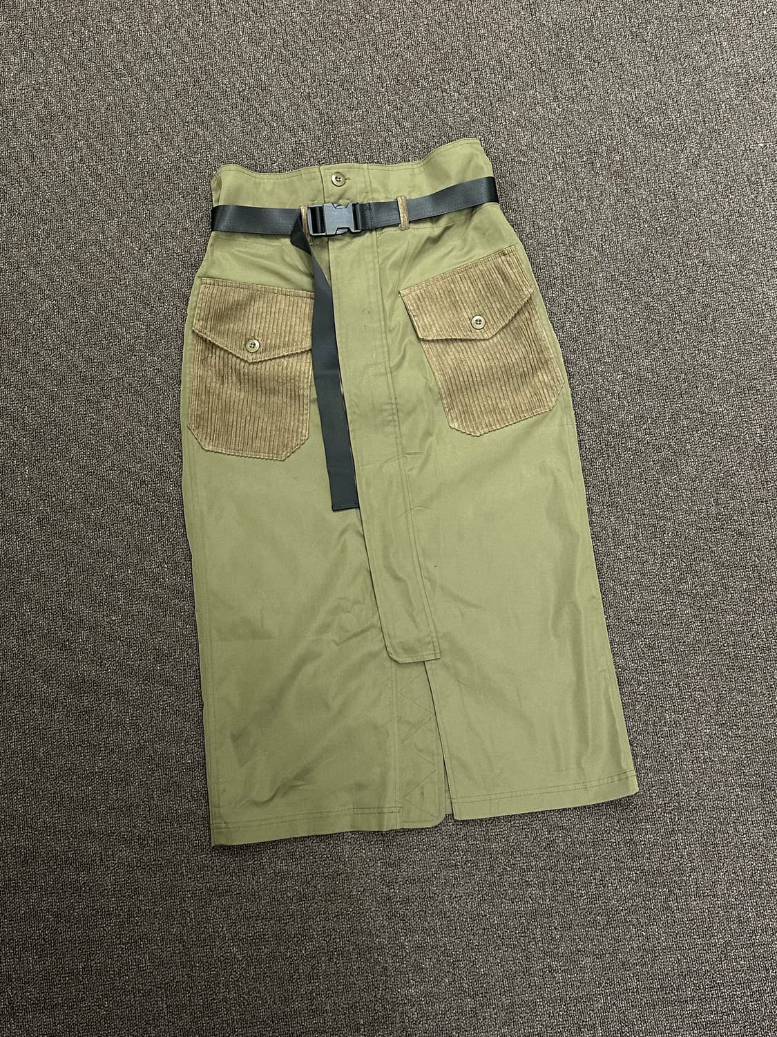 OS)Japanese vintage 여성 벨티드 코듀로이 집업 카고 스커 상품이미지1