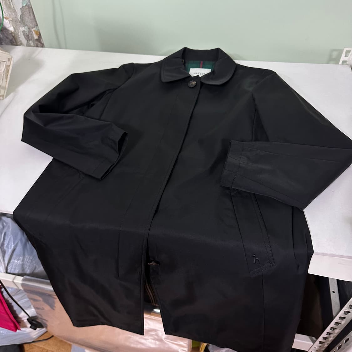 우먼M 헤지스 블랙 싱글 레인 트렌치코트 상품이미지2