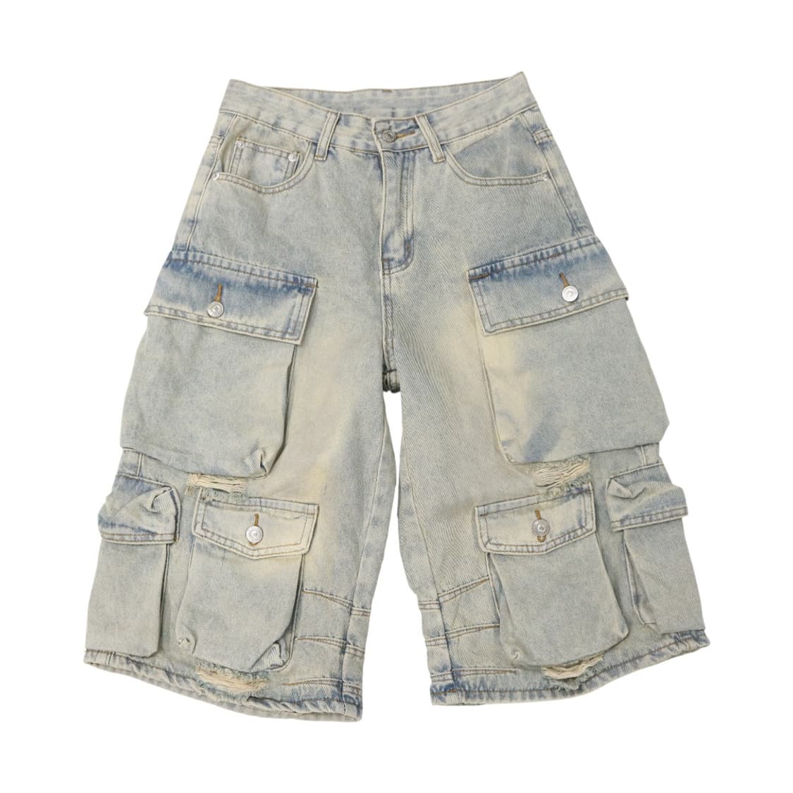 WEGO 위고 빈티지 워싱 멀티 포켓 데님 카고 하프 팬츠 (S) 상품이미지1