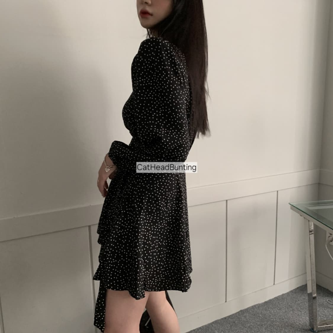 리얼리제이션맛 도트 러플 랩원피스 [체형 커버 굿] 상품이미지3