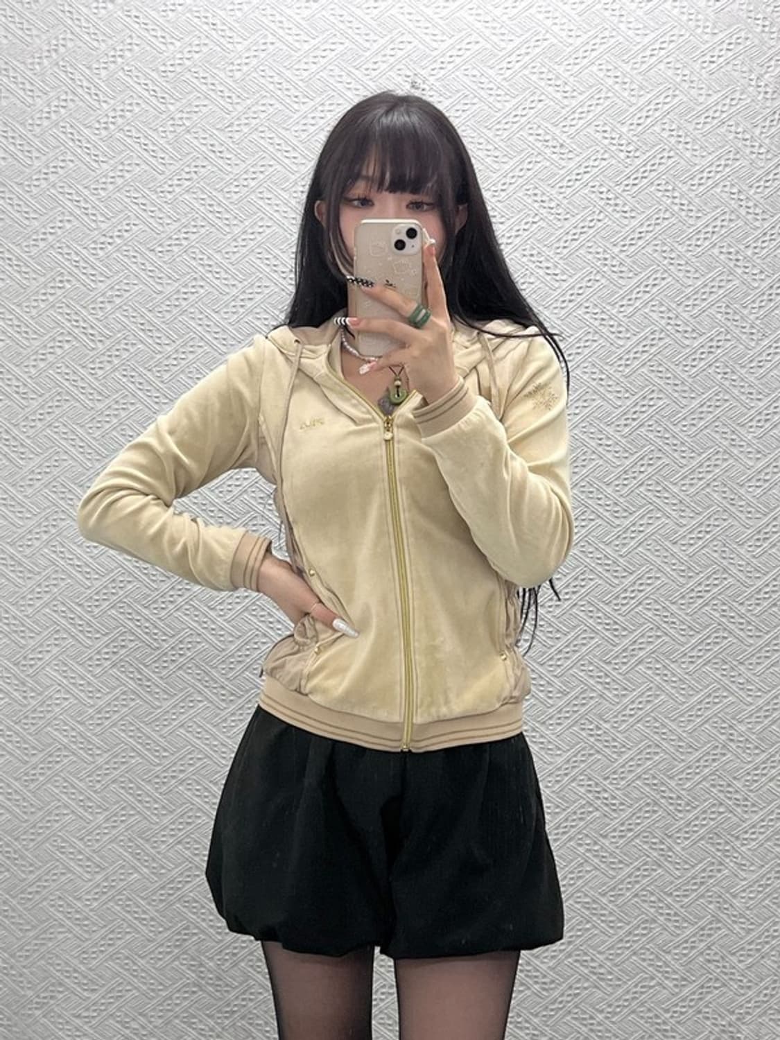 휠라 레트로 폭닥 벨벳 셔링 러블리힙 후드집업 M C10678 상품이미지2