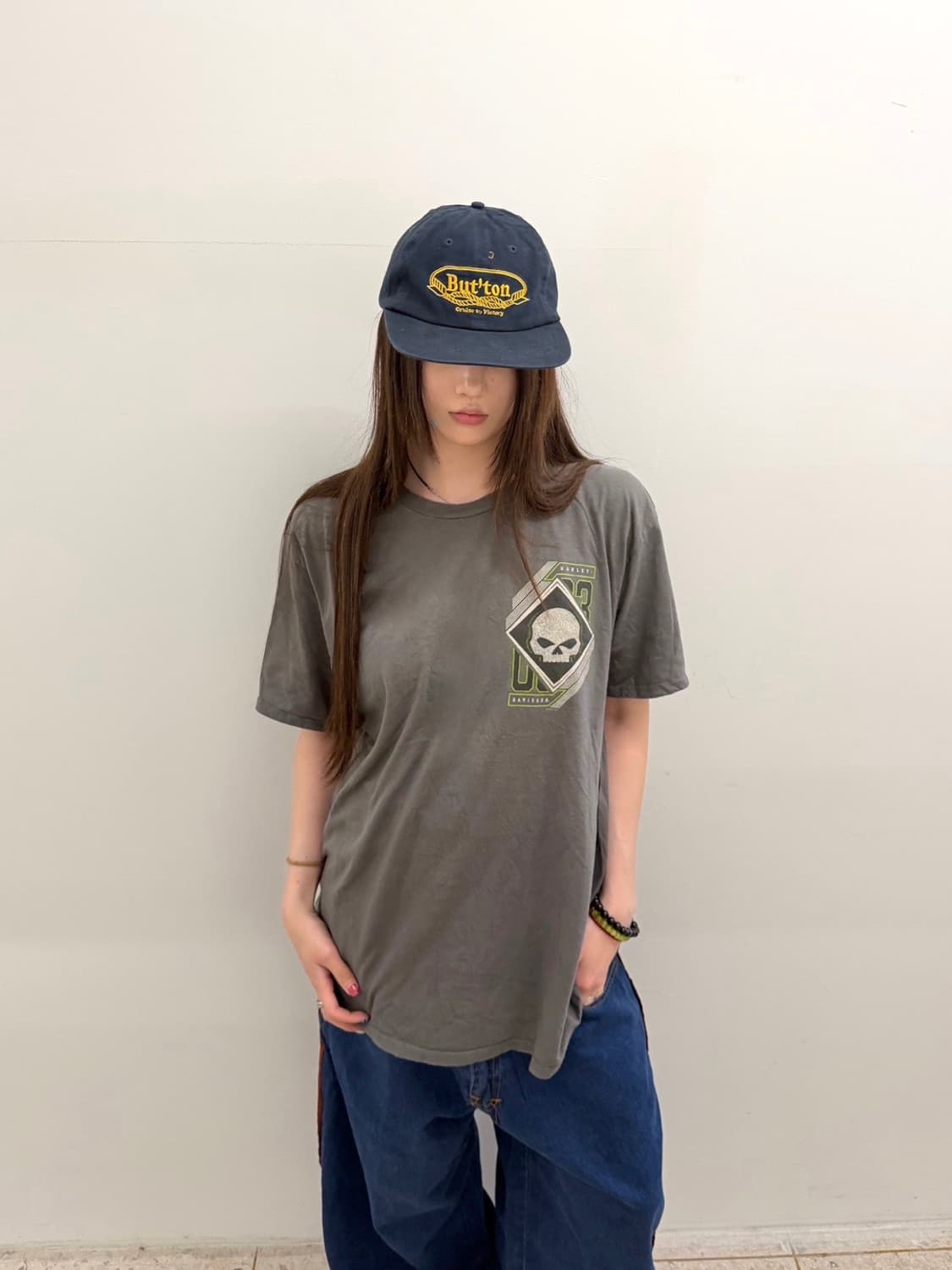 할리데이비슨 스컬 프린팅 반팔 차콜 상품이미지1