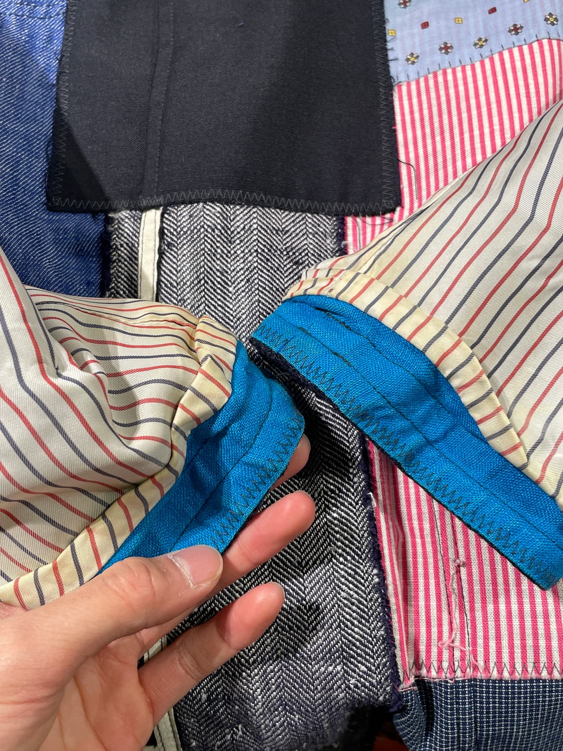 준야 와타나베 맨 패치워크 리버시블 카라넥 숏 코트 상품이미지10