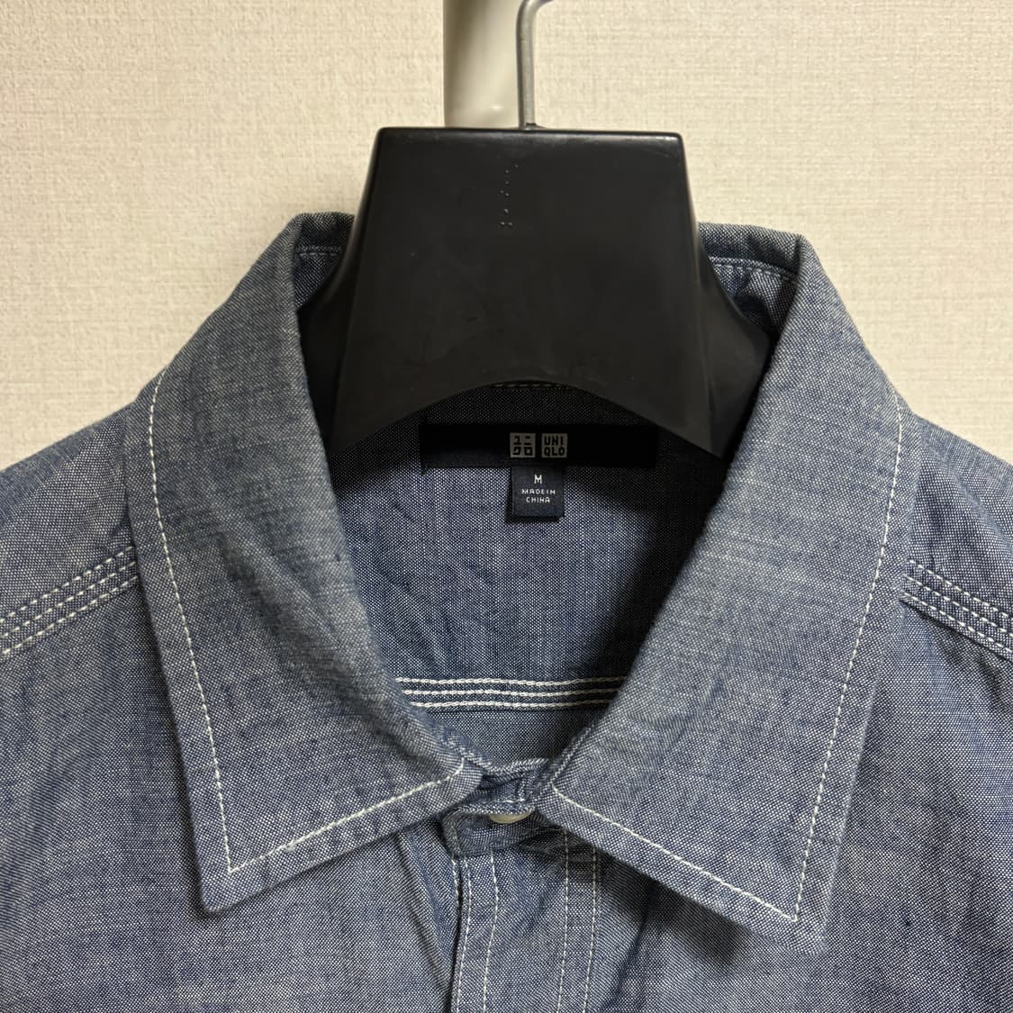 유니클로 샴브레이 워크셔츠 / 진청, M 상품이미지4