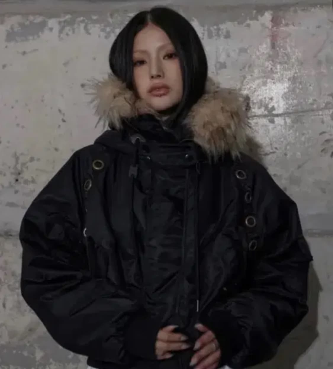 팬시클럽 아일렛 퍼 MA-1 후드 점퍼 패딩 자켓 상품이미지1