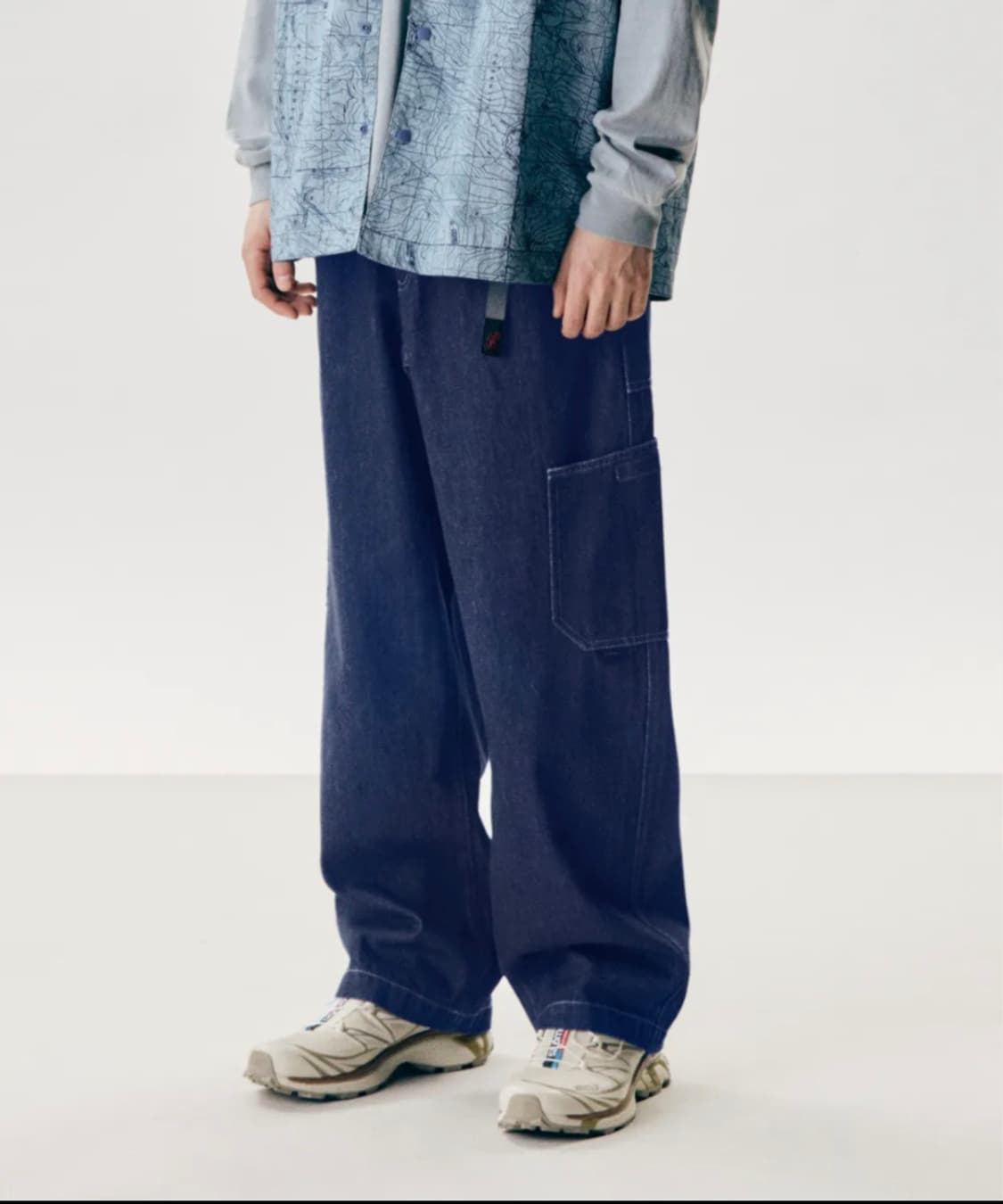 (34~38)그라미치 락 슬라이드 와이드 데님 다크 인디고 상품이미지1