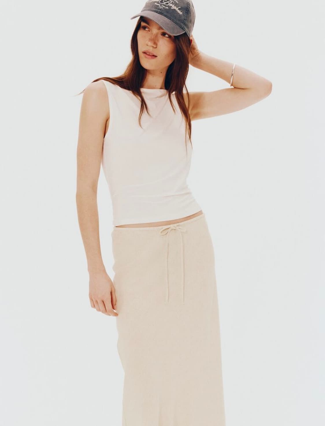 H&M 로우웨이스트 롱 스커트 베이지 상품이미지3