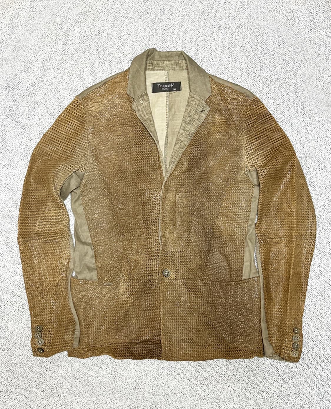 트랜짓 빈티지 메쉬 레더 리넨 자켓 상품이미지1