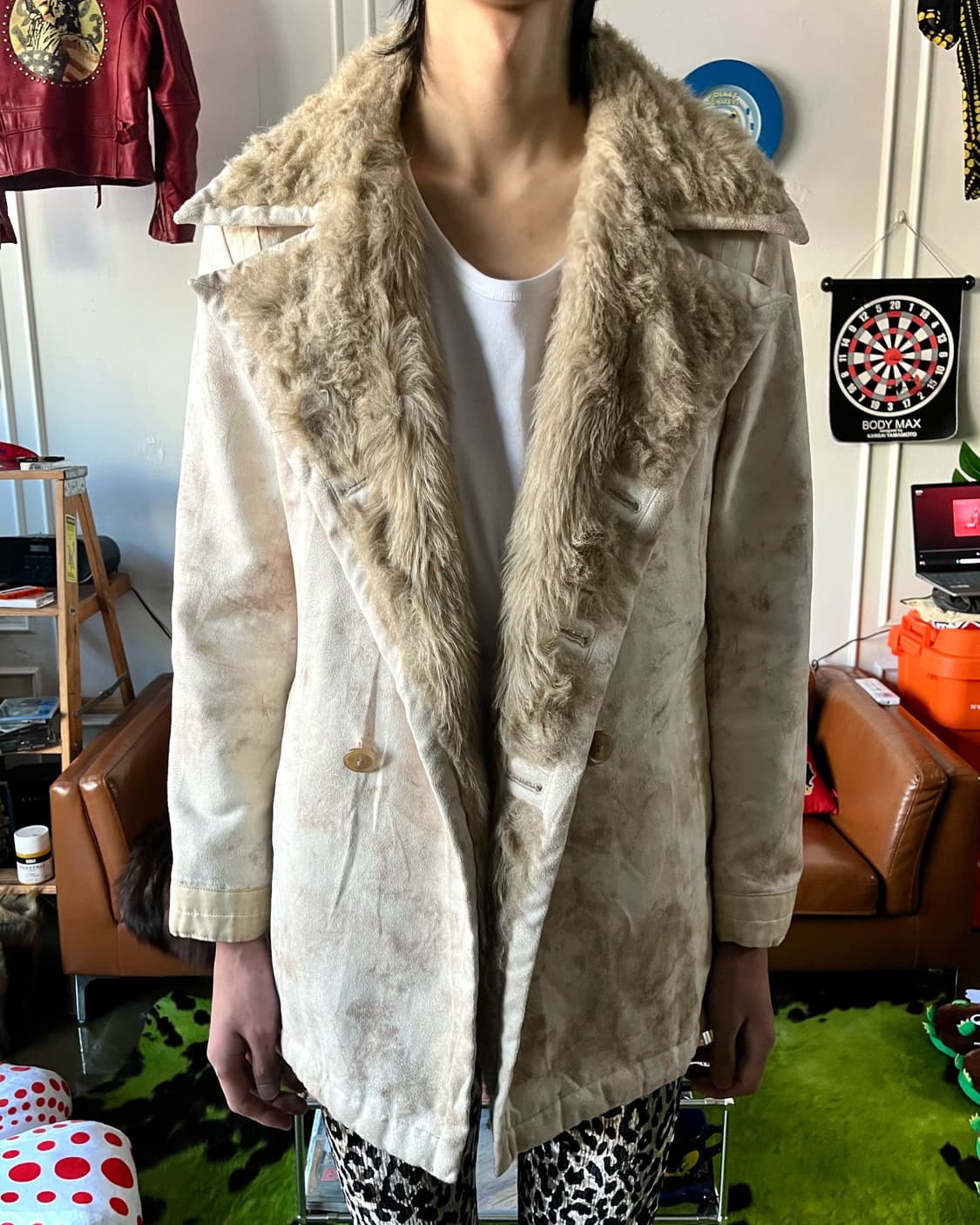 TORNADO MART Fur Trimming Leather Coat 상품이미지4