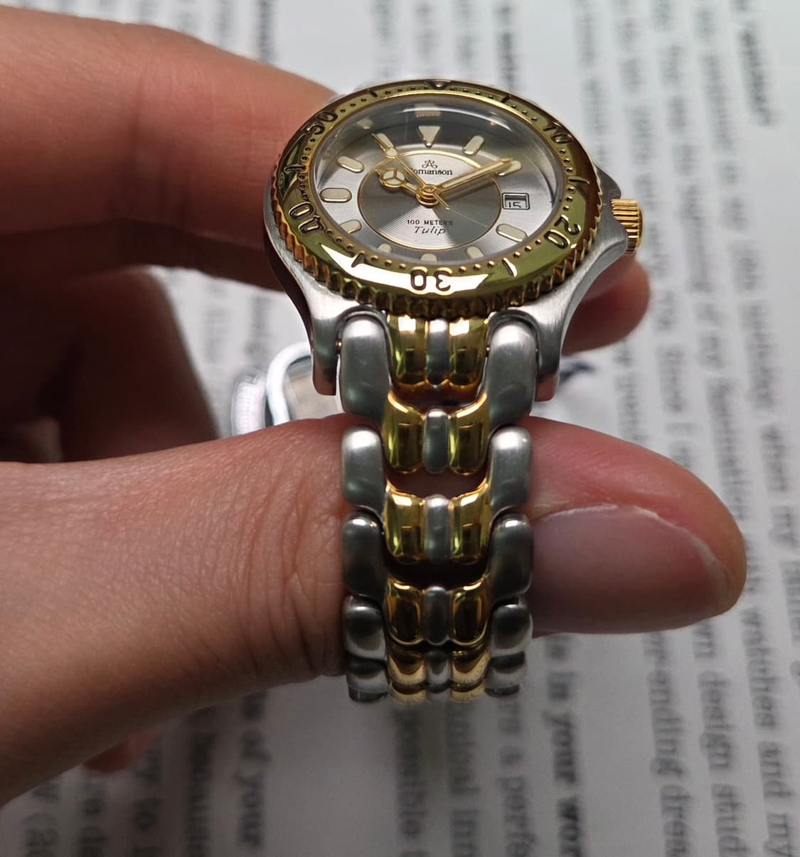 데드스탁] 빈티지 로만손 튤립 그레이판 벤츠핸즈 다이버쿼츠 여성용  상품이미지5