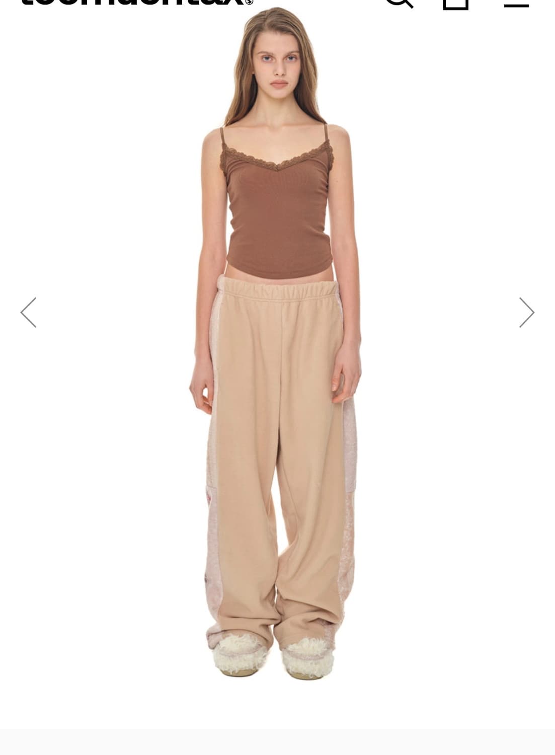 투머치택스 플리스 패널 스웨트팬츠 베이지 상품이미지2