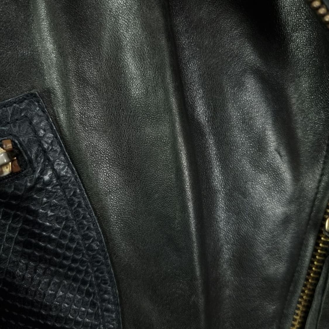 [빈티지] 리얼 쉽스킨 양가죽 사선 레더 자켓 블랙 M19171 상품이미지9