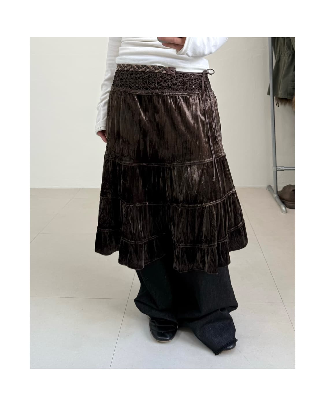 빈티지 벨벳 스커트 상품이미지1