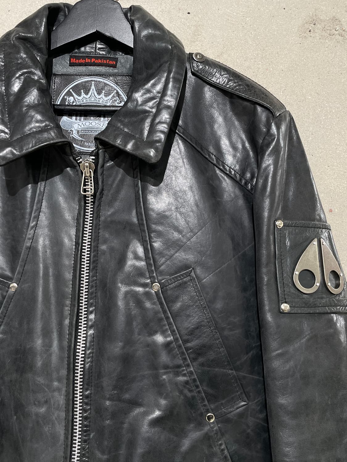 무스너클 차콜 그레이 레더 자켓 상품이미지3