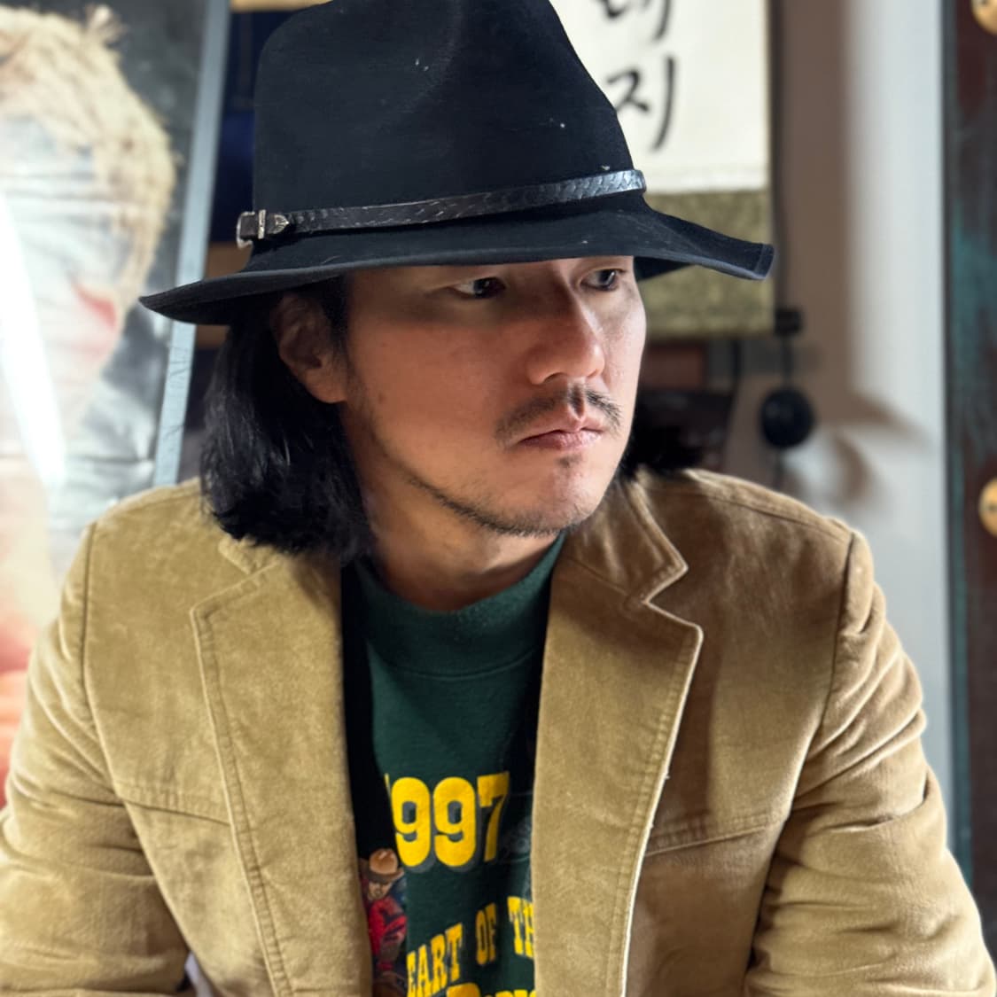 메이드인 USA 레더 터키석 스트랩 울 페도라 XL 상품이미지7