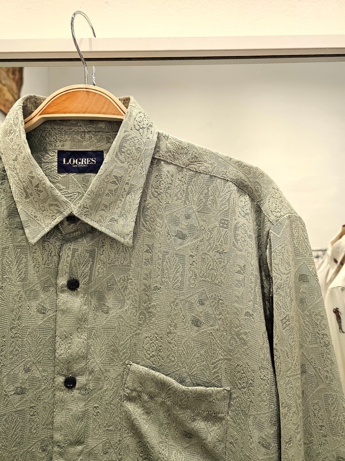 LOGRES 그린 자가드 셔츠 블라우스 상품이미지3