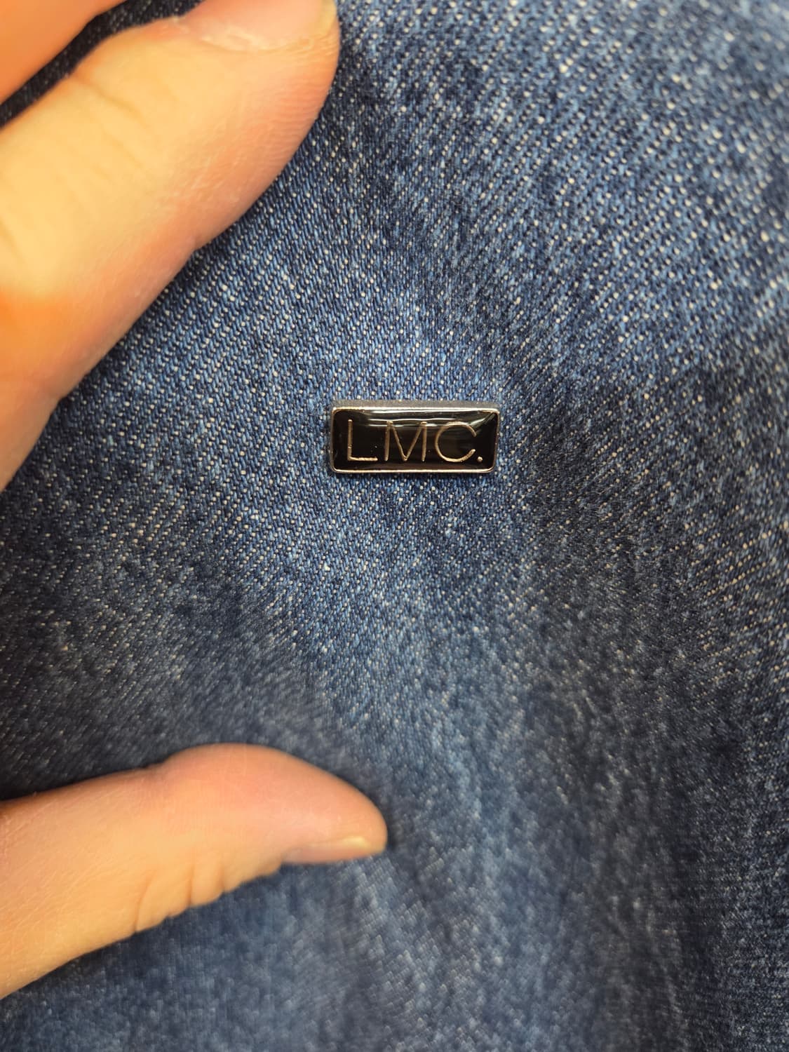 Lmc 스톤 워시드 빅로고 데님 후드자켓 L 오버핏 상품이미지4