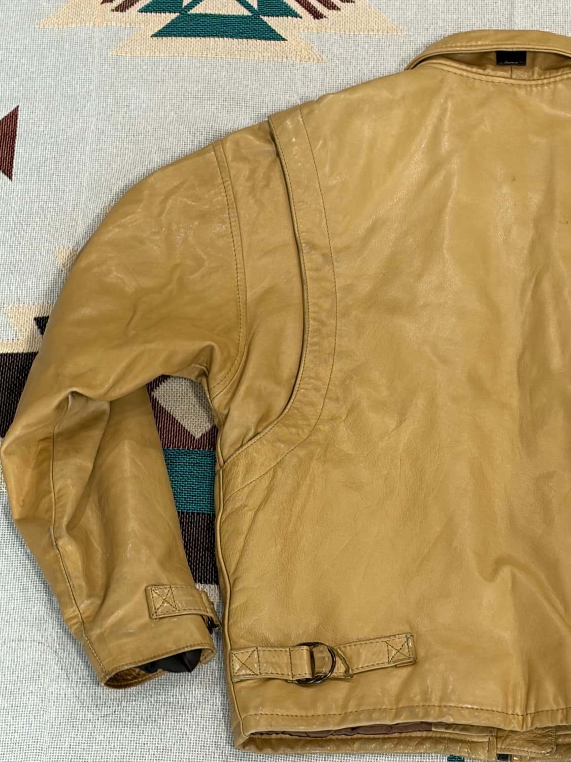 90s 프랑스 레드스킨스 양가죽 레더 바이커 자켓 상품이미지8